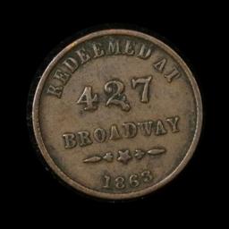 1863 Benjamin & Herrich Fruit Dealers Albany, NY Store Card Token Grades xf+