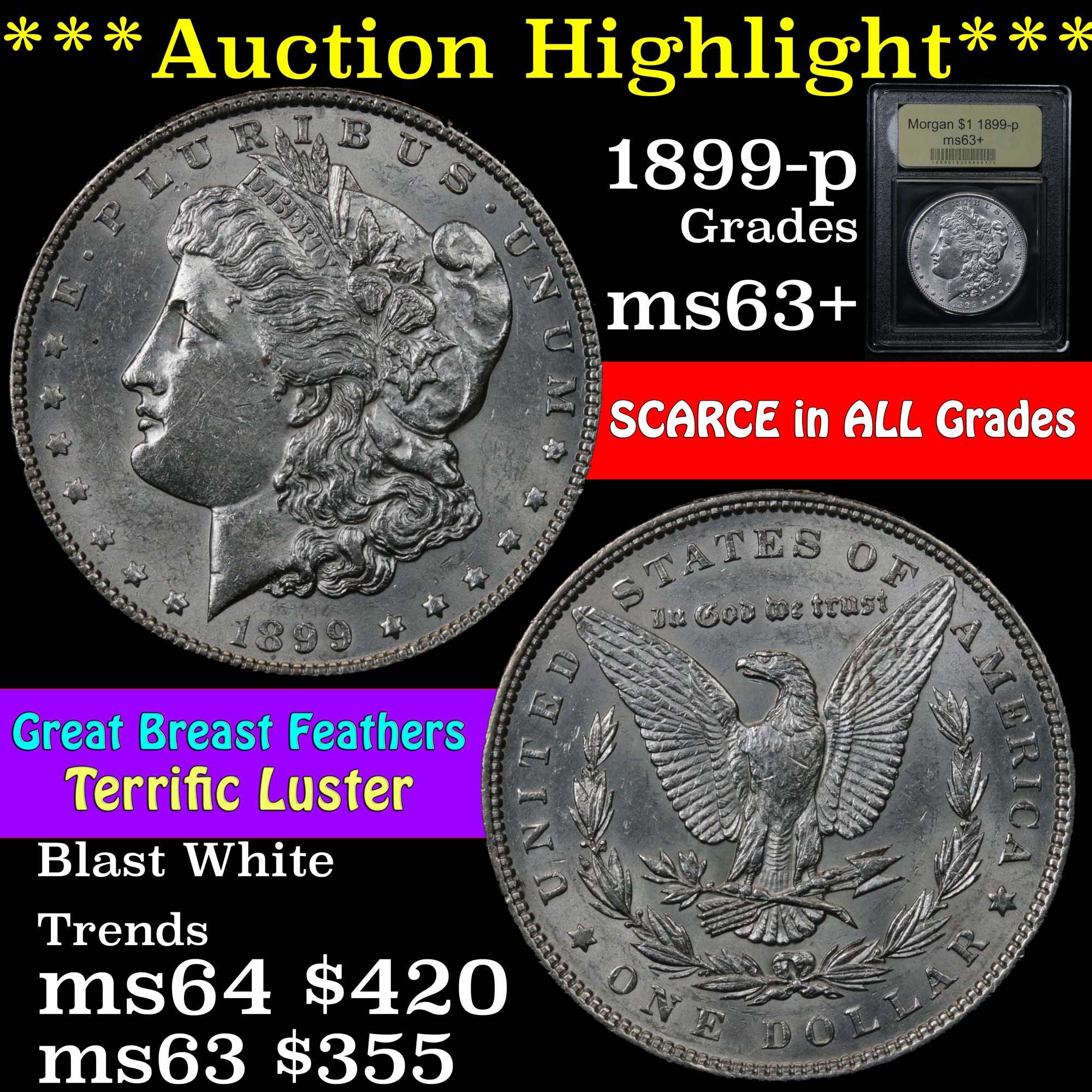 1899-p Morgan Dollar $1 Graded Select+ Unc by USCG. The 1899-p is one of th