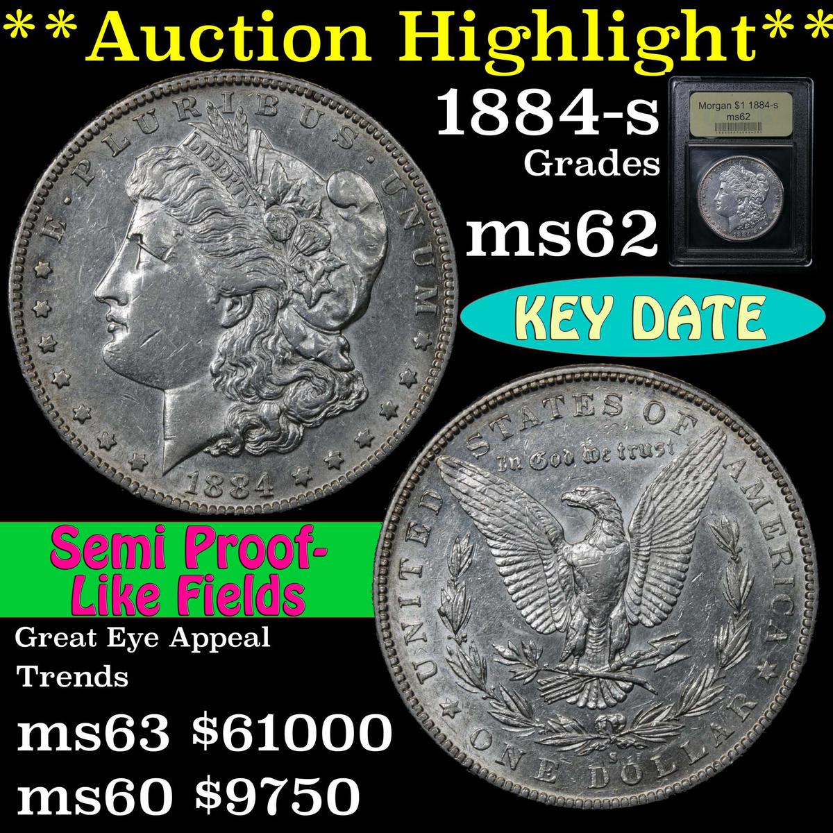 ***Auction Highlight*** 1884-s Morgan Dollar $1 Graded Select Unc by USCG.