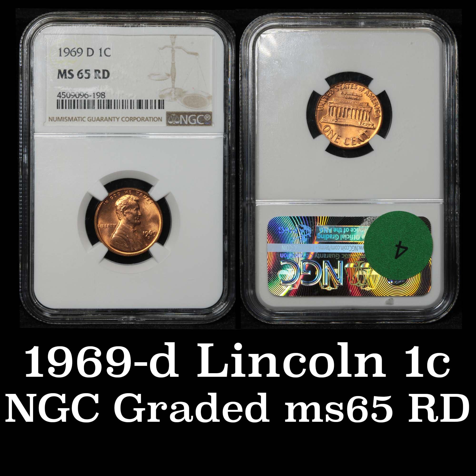 NGC 1969-d Lincoln Cent 1c Graded ms65 RD By NGC
