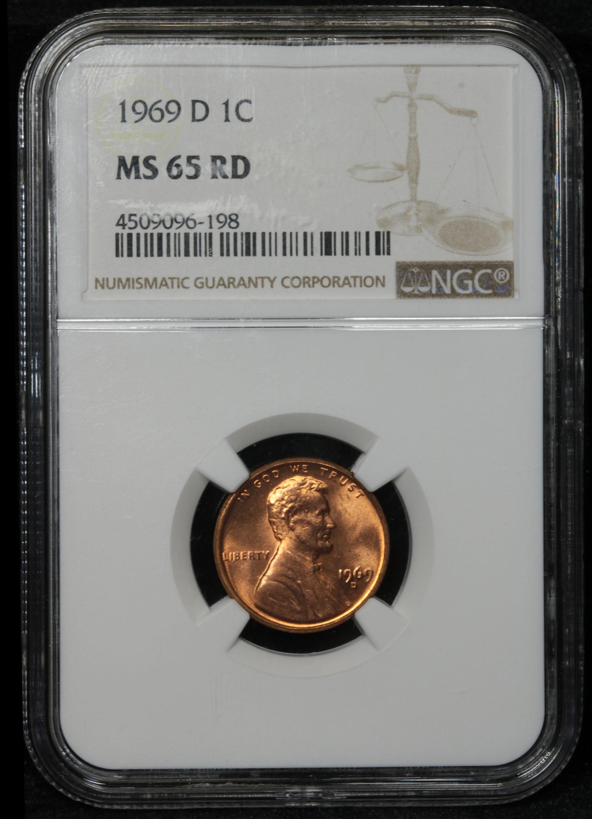 NGC 1969-d Lincoln Cent 1c Graded ms65 RD By NGC