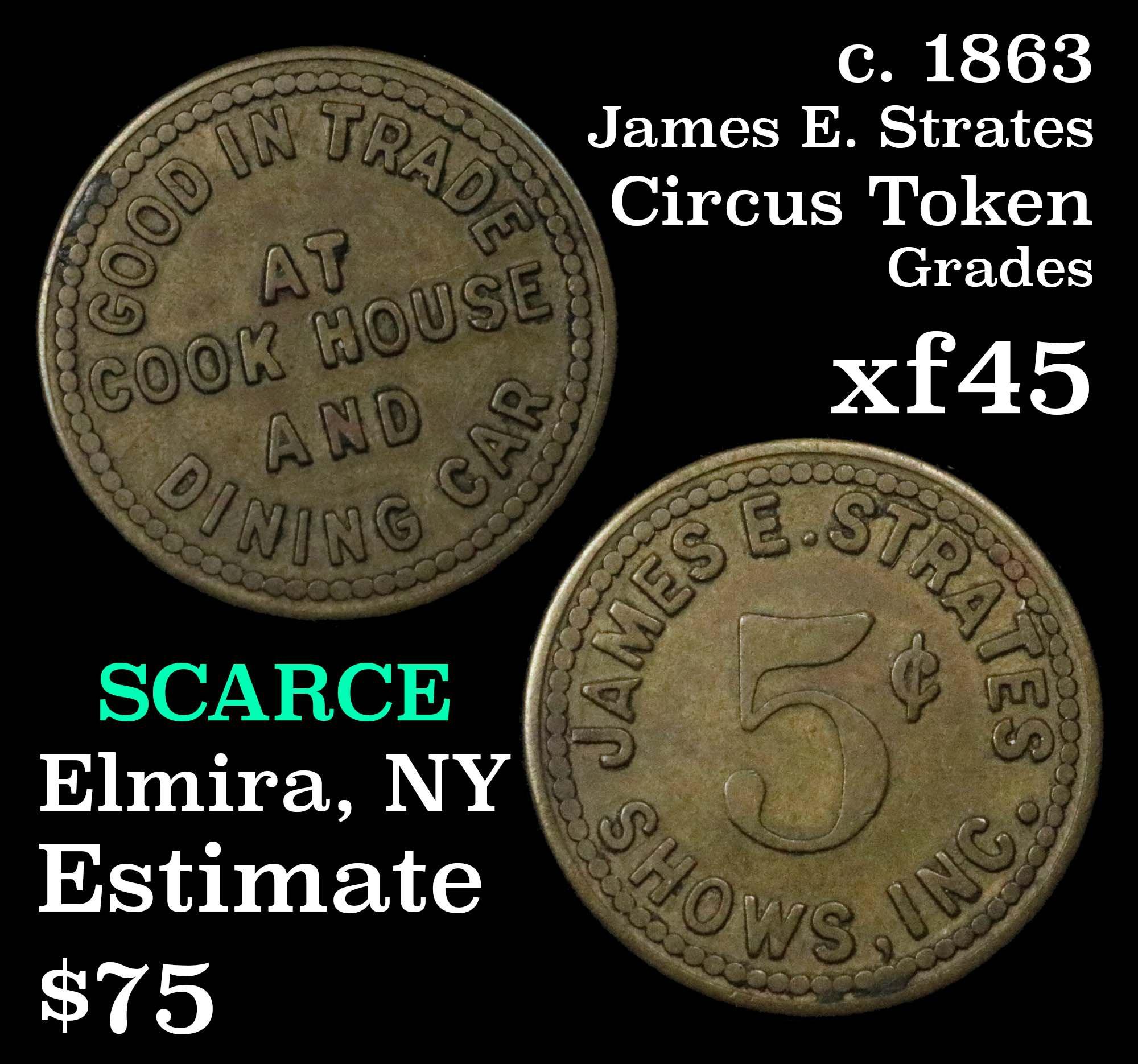 c. 1863 James E. Strates Store Card Token Grades xf+