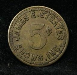 c. 1863 James E. Strates Store Card Token Grades xf+