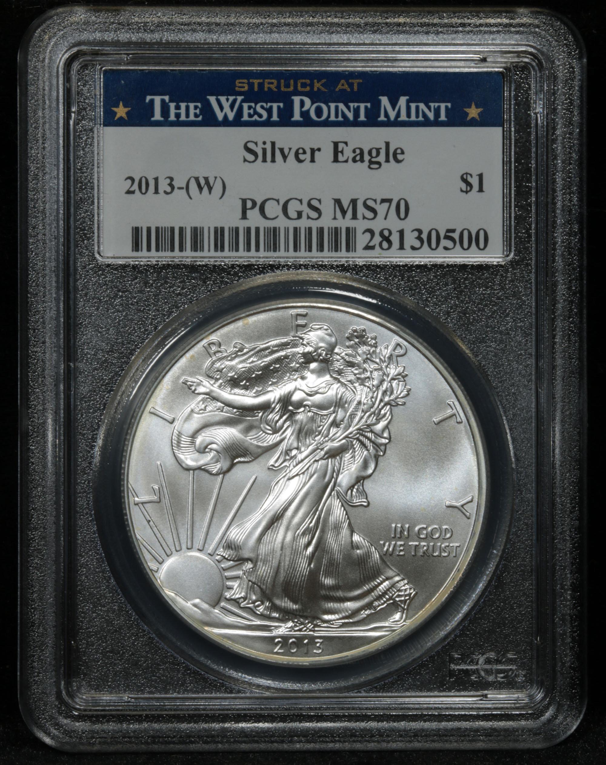 PCGS 2013-w Silver Eagle Dollar $1 Graded ms70 By PCGS
