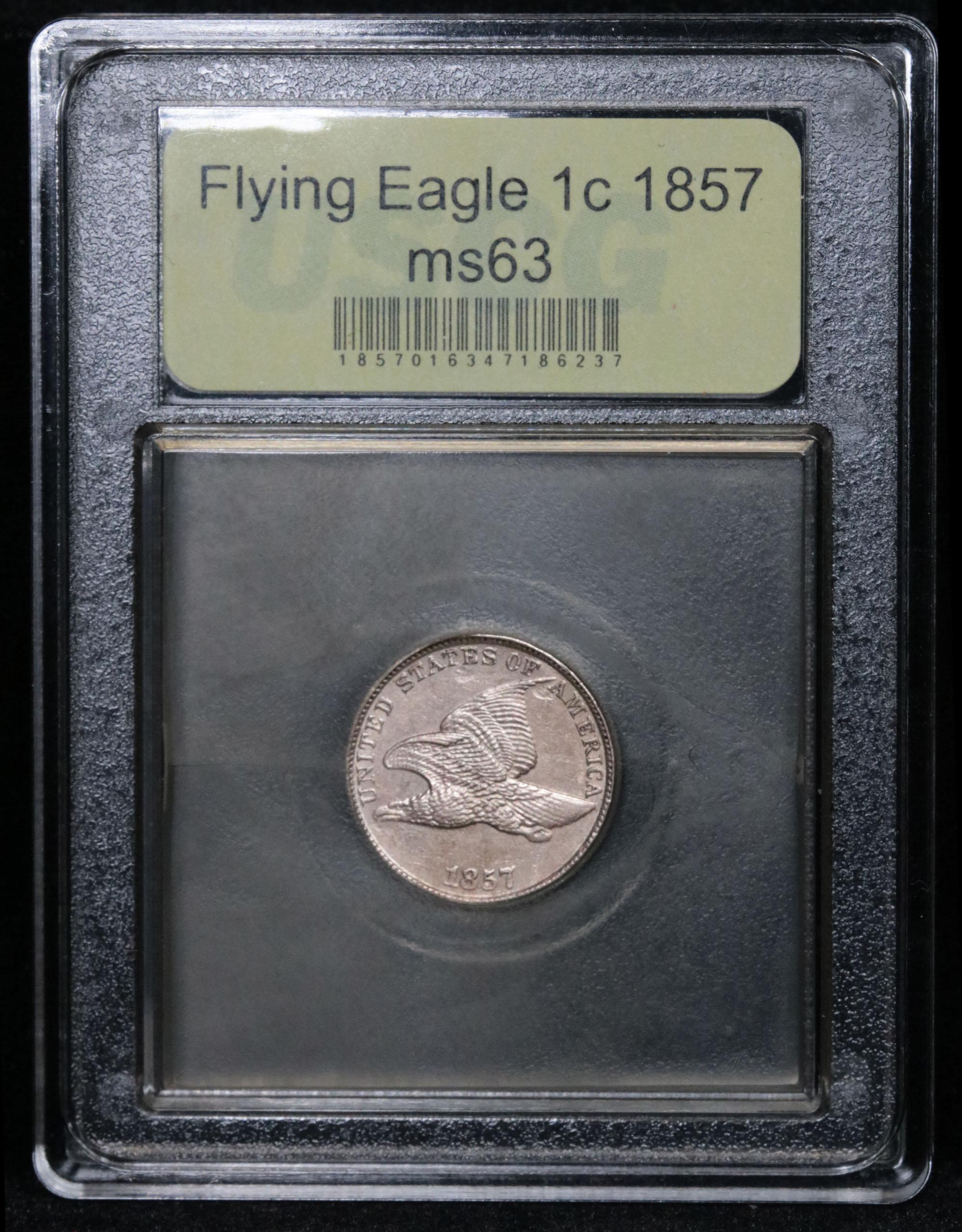 ***Auction Highlight*** 1857 Flying Eagle Cent 1c Graded Select Unc by USCG