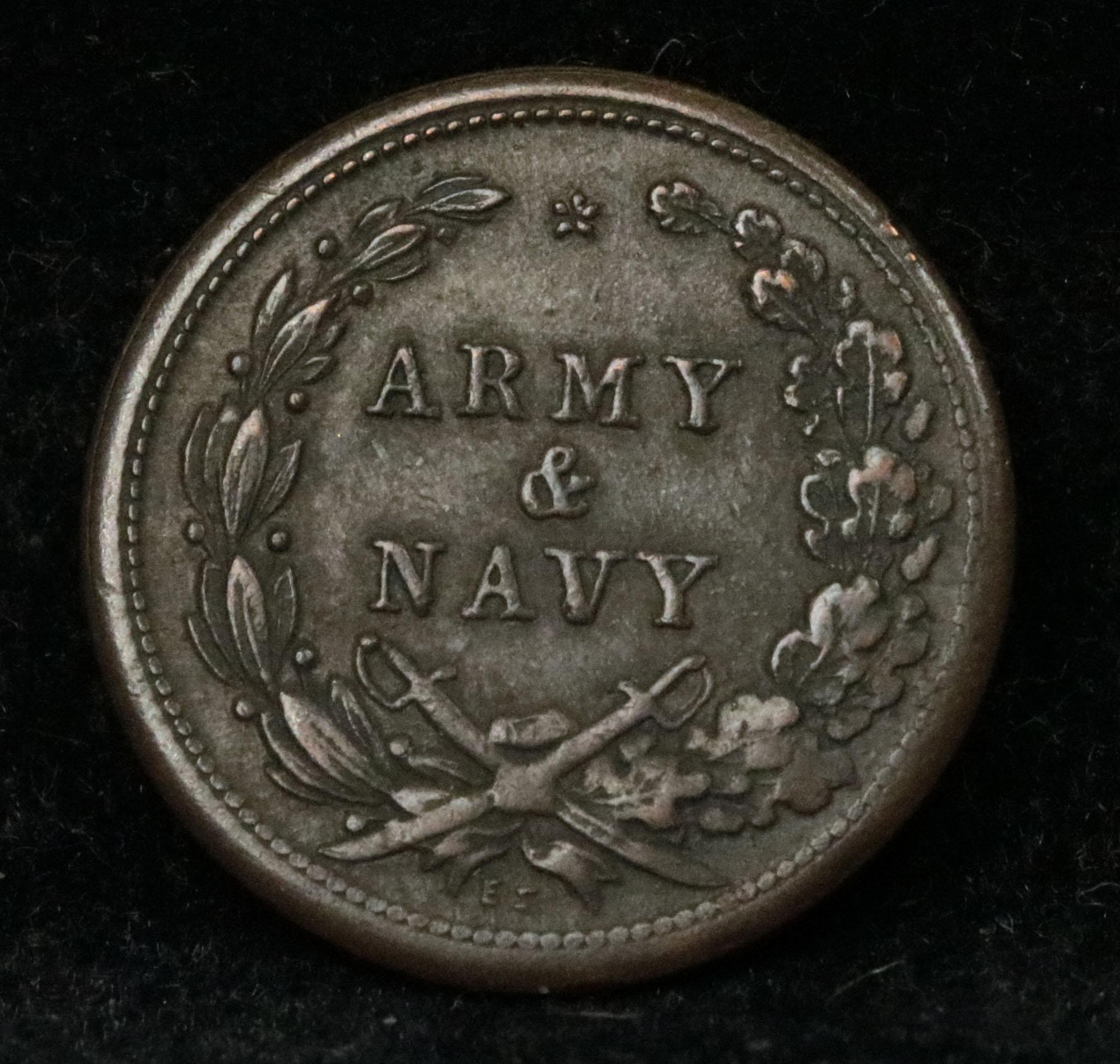 1863 Army & Navy Civil War Token Grades Choice AU