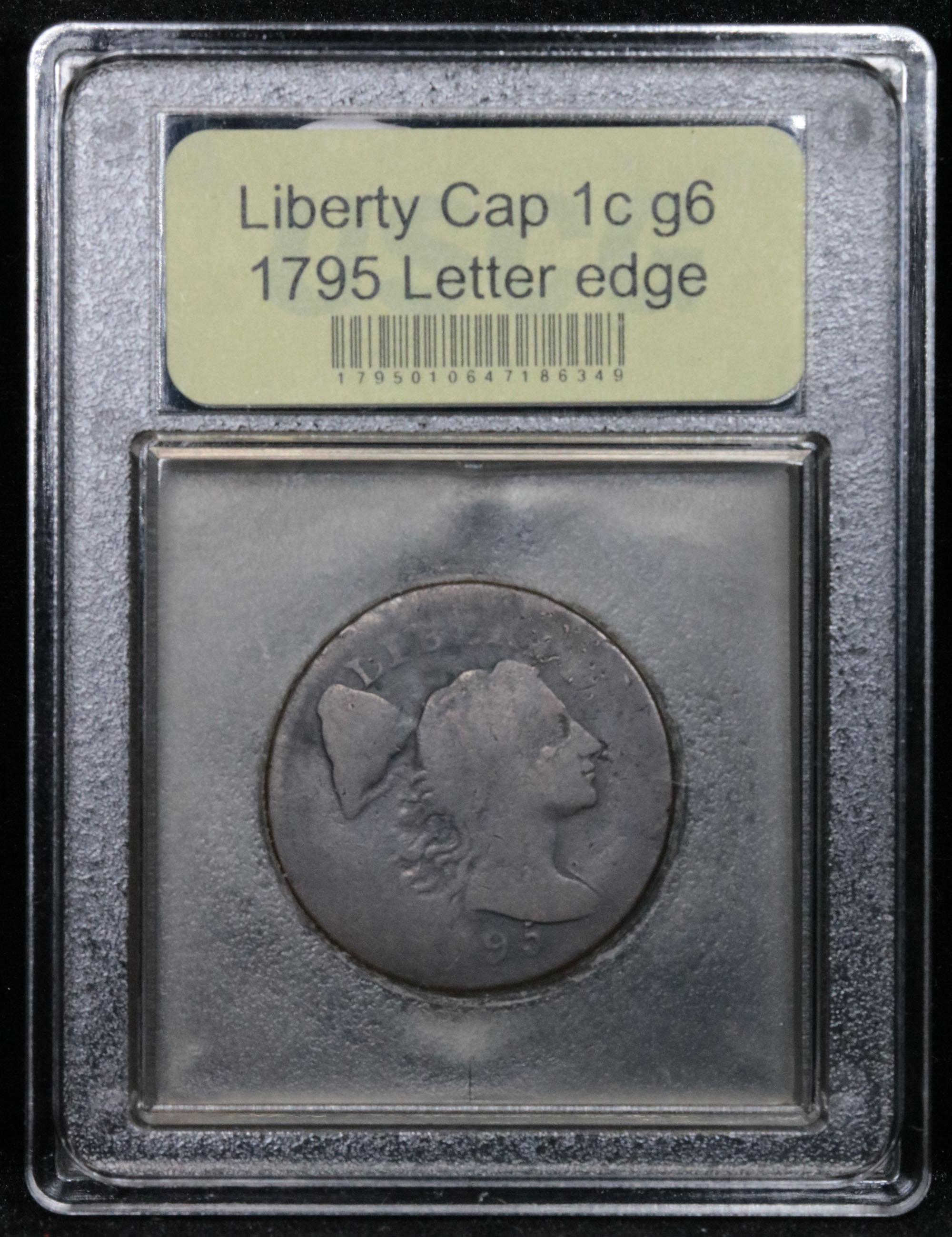 ***Auction Highlight*** 1795 Letter edge Liberty Cap Large Cent 1c Graded g+ by USCG (fc)