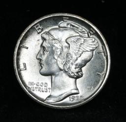 1938-d Mercury Dime 10c Grades GEM+ FSB