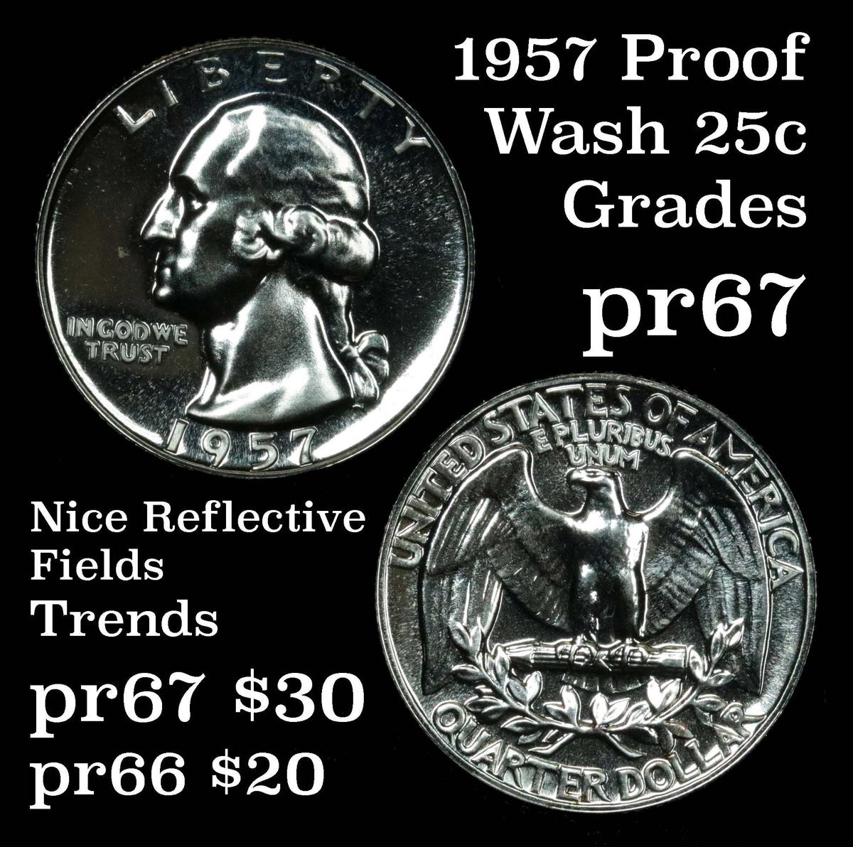 1957 Washington Quarter 25c Grades GEM++ Proof