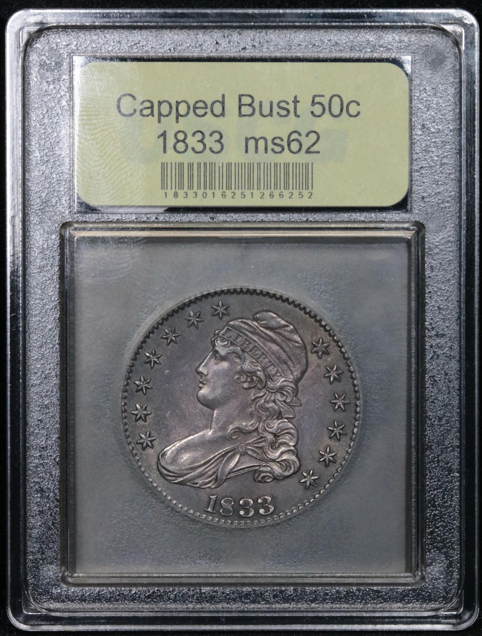 ***Auction Highlight*** 1833 Capped Bust Half Dollar 50c Graded Select Unc