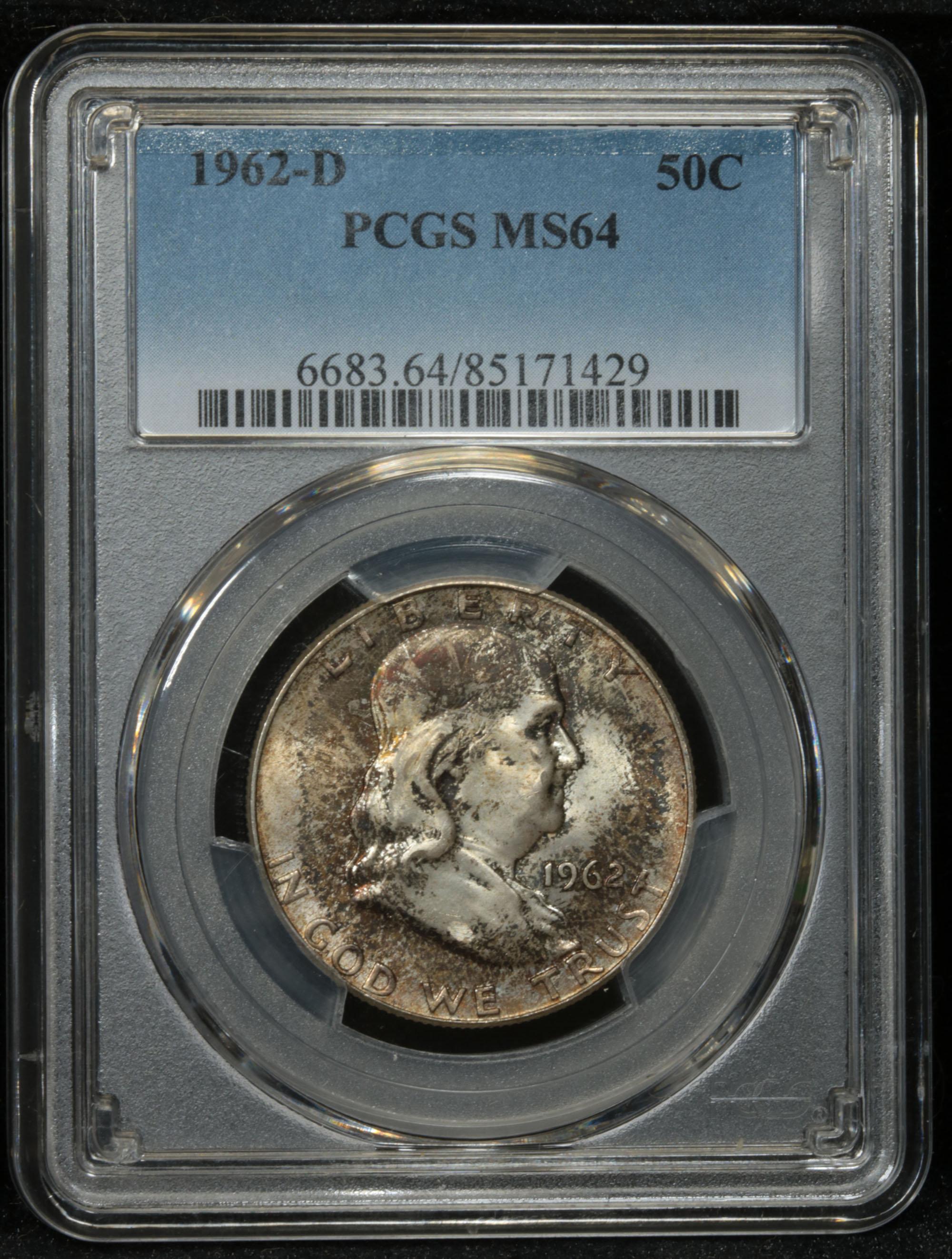 PCGS 1962-d Franklin Half Dollar 50c Graded ms64 By PCGS