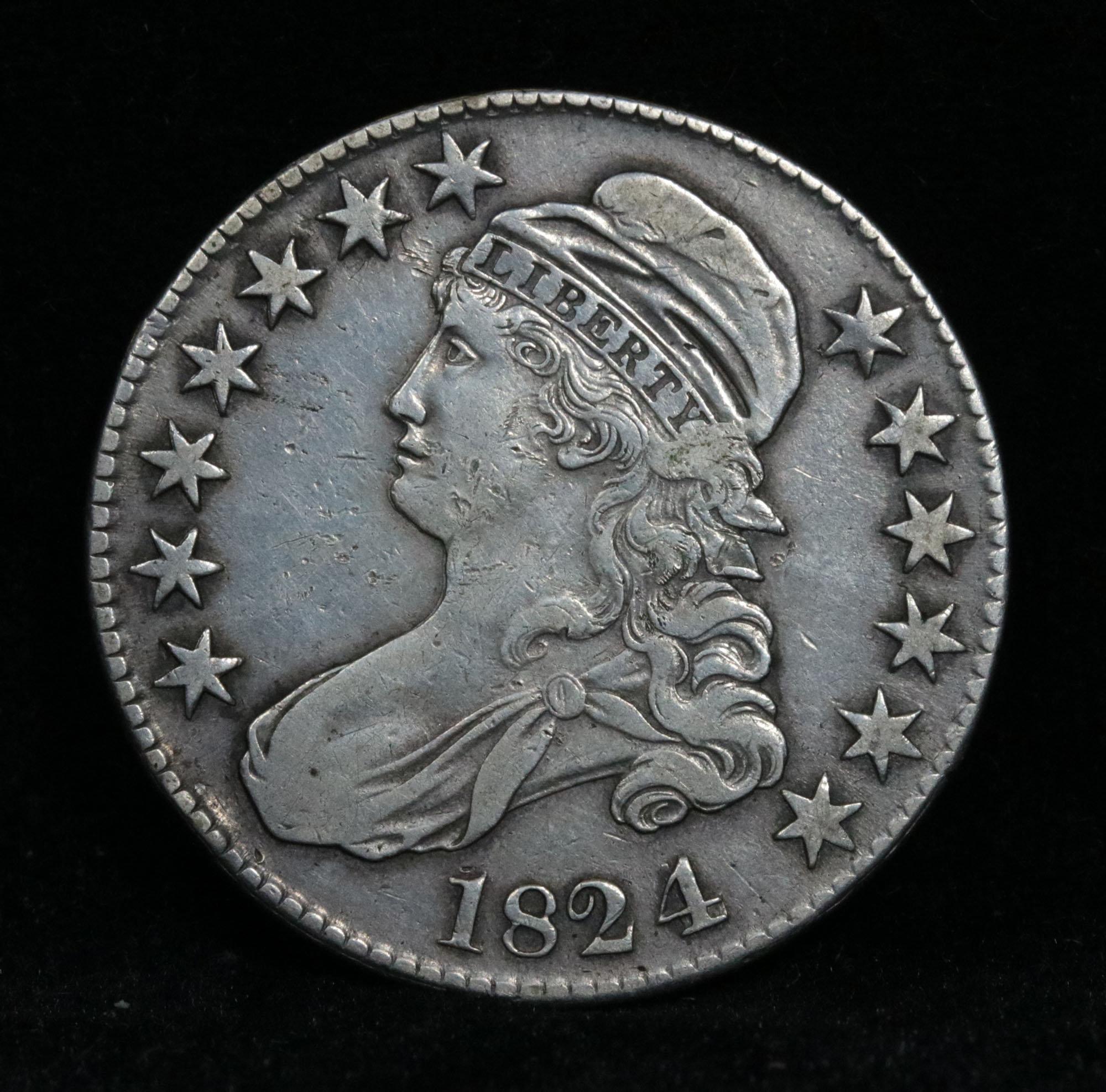 1824/4 Capped Bust Half Dollar 50c Grades vf++ (fc)