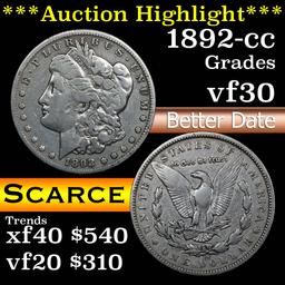 ***Auction Highlight*** 1892-cc Morgan Dollar $1 Grades vf++ (fc)