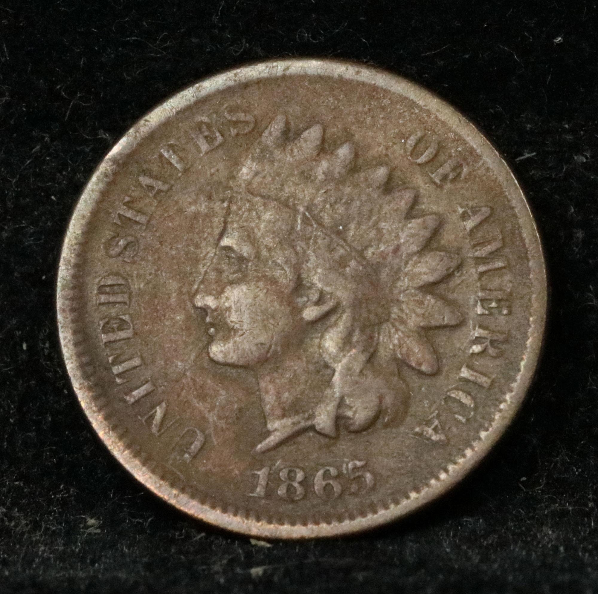 1865 Indian Cent 1c Grades vf, very fine