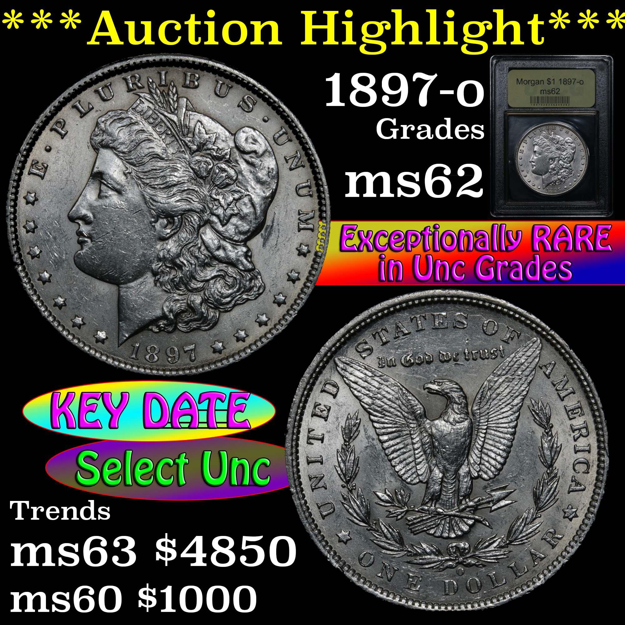 ***Auction Highlight*** Key date 1897-o Morgan Dollar $1 Graded Select Unc by USCG (fc)