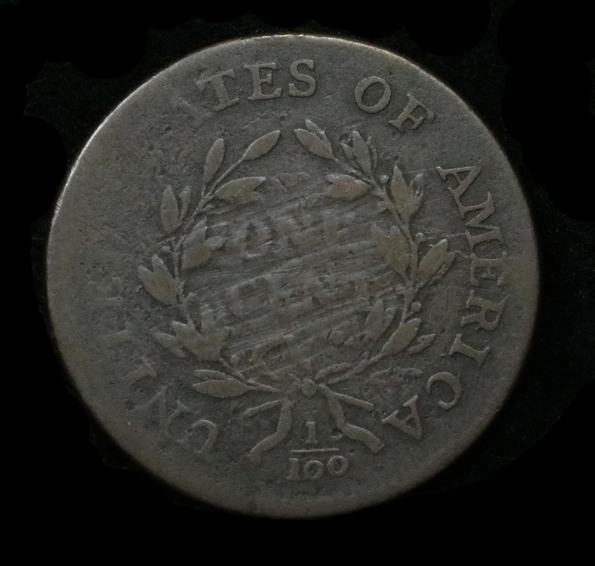 ***Auction Highlight*** 1797 Stems Rev '97 Draped Bust Large Cent 1c Graded vf+ by USCG (fc)