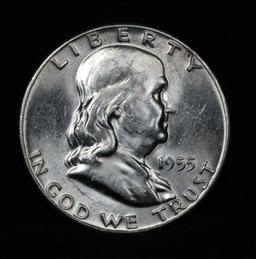 1955-p Franklin Half Dollar 50c Grades Select Unc