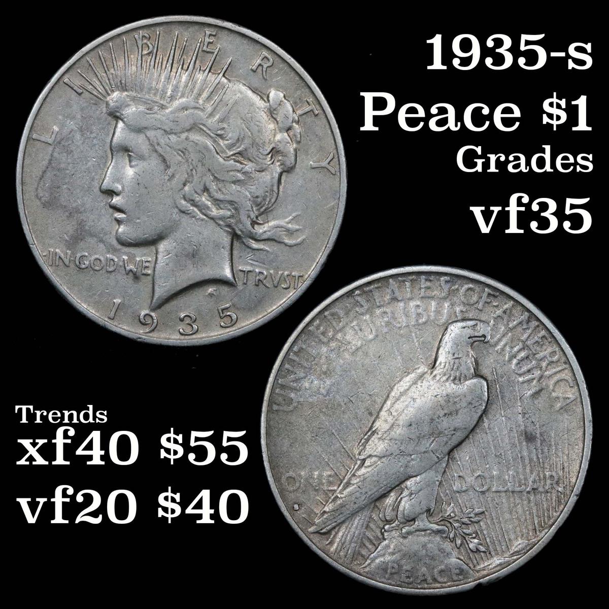 1935-s Peace Dollar $1 Grades vf++