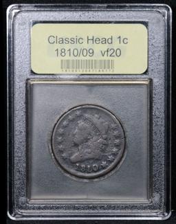 ***Auction Highlight*** 1810/09 Classic Head Large Cent 1c Graded vf, very fine by USCG (fc)