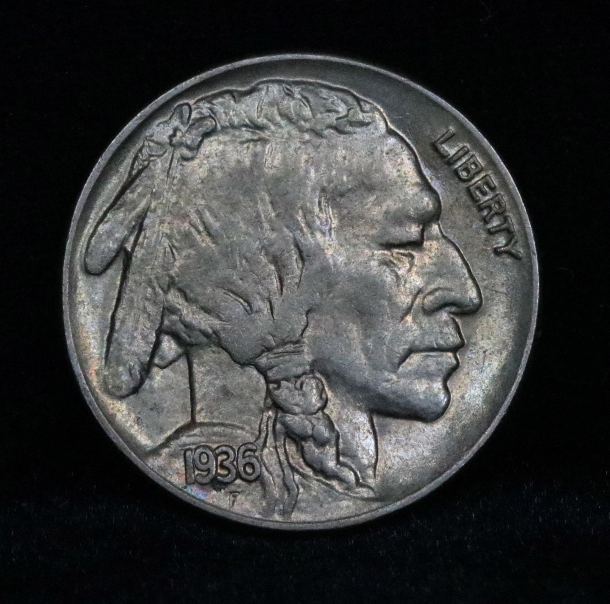 1936-p Buffalo Nickel 5c Grades Choice AU/BU Slider