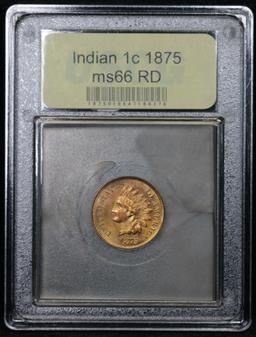 ***Auction Highlight*** 1875 Indian Cent 1c Graded GEM+ Unc RD by USCG (fc)