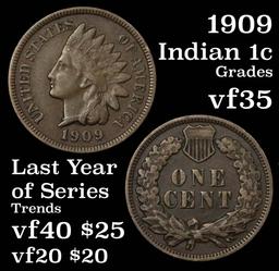 1909 Indian Cent 1c Grades vf++