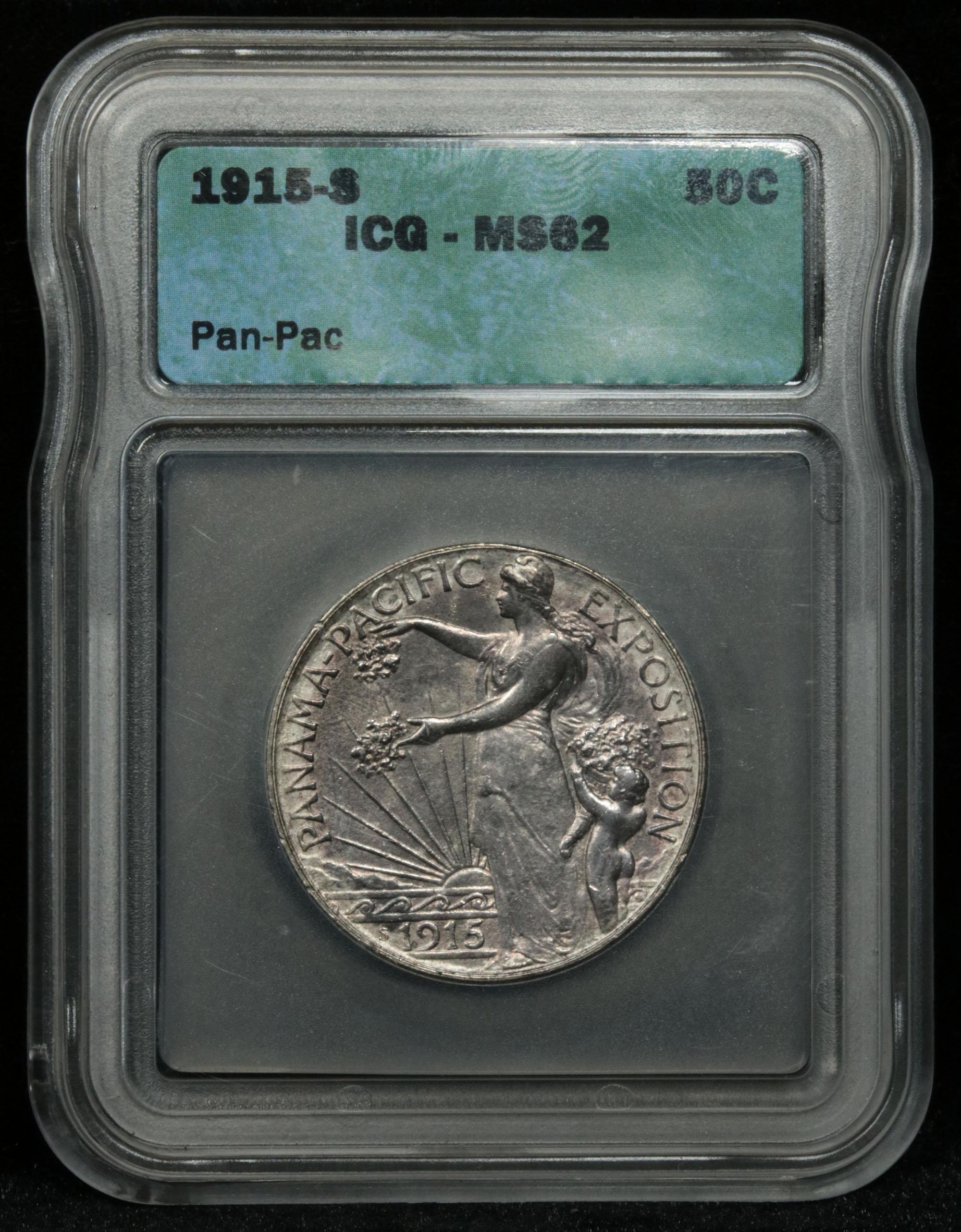 ***Auction Highlight*** 1915-s Panama Pacific Old Commem Half Dollar 50c Graded ms62 By ICG (fc)