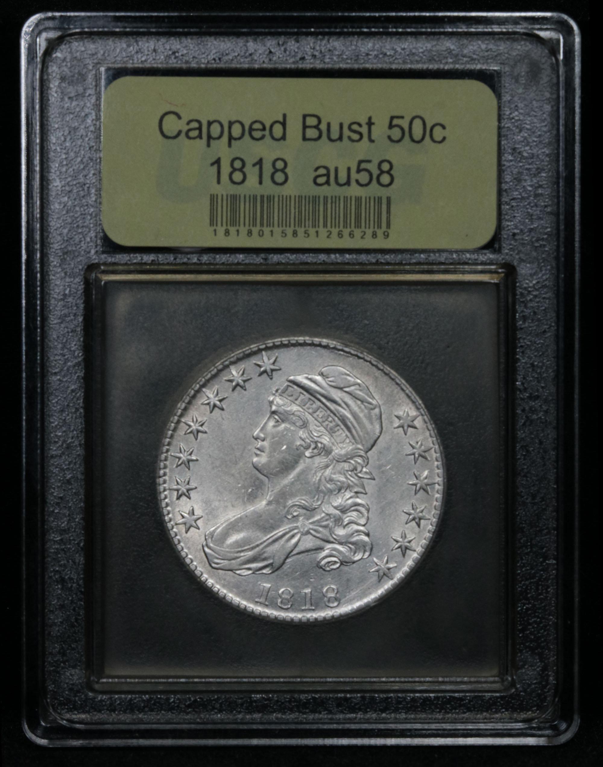 ***Auction Highlight*** 1818 Capped Bust Half Dollar 50c Graded Choice AU/BU Slider by USCG (fc)