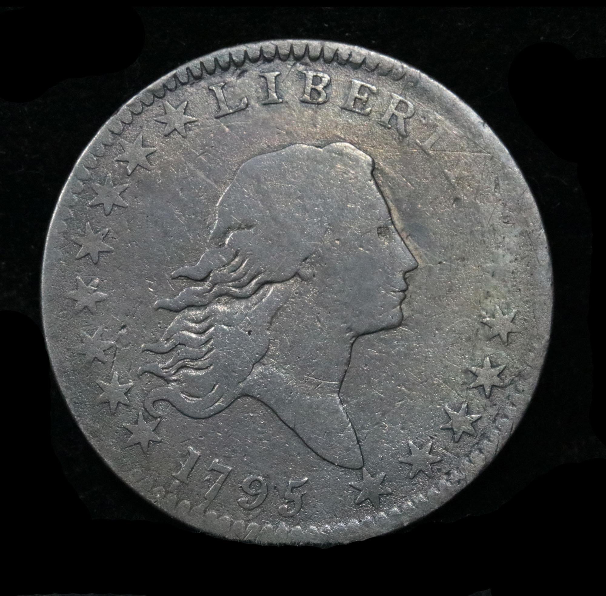 ***Auction Highlight*** 1795/95 Flowing Hair half dollar 50c Graded vf, very fine by USCG (fc)