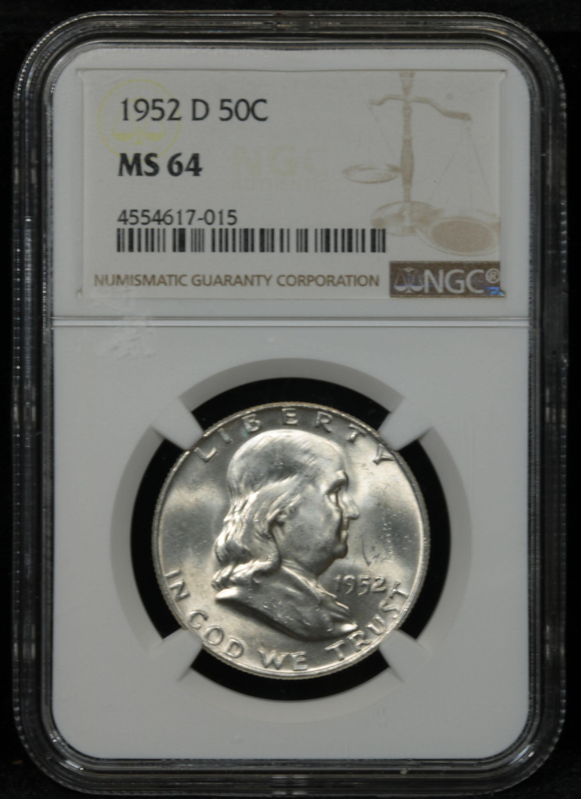 NGC 1952-d Franklin Half Dollar 50c Graded ms64 By NGC