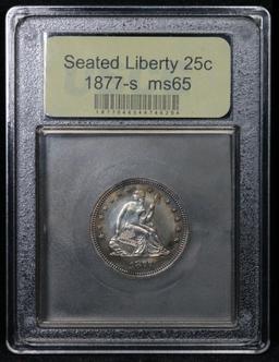 ***Auction Highlight*** 1877-s Seated Liberty Quarter 25c Graded GEM Unc by USCG (fc)