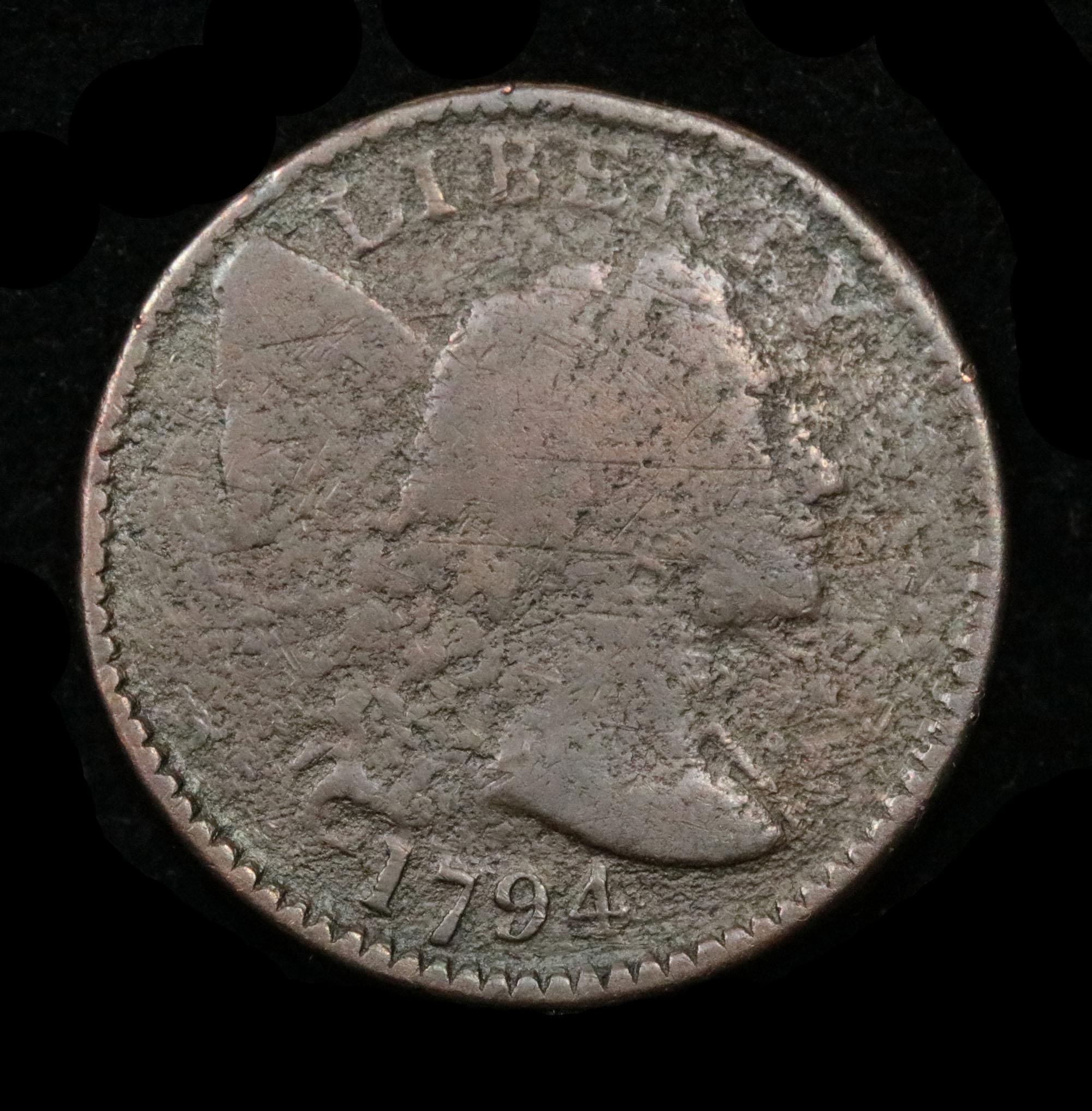 ***Auction Highlight*** 1794 Head of '95 Liberty Cap Large Cent 1c Graded vf++ by USCG (fc)
