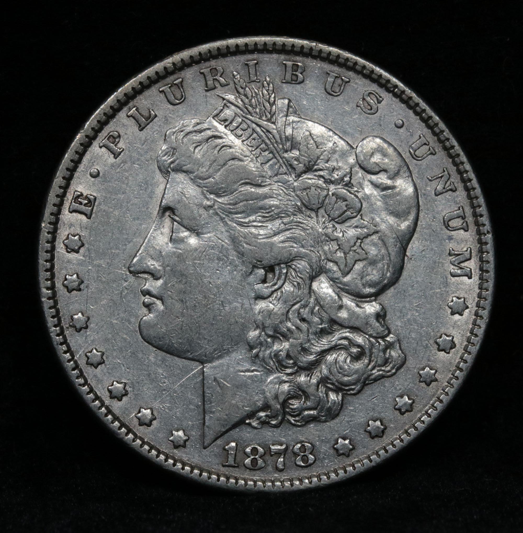 1878-p 7tf Morgan Dollar $1 Grades xf+