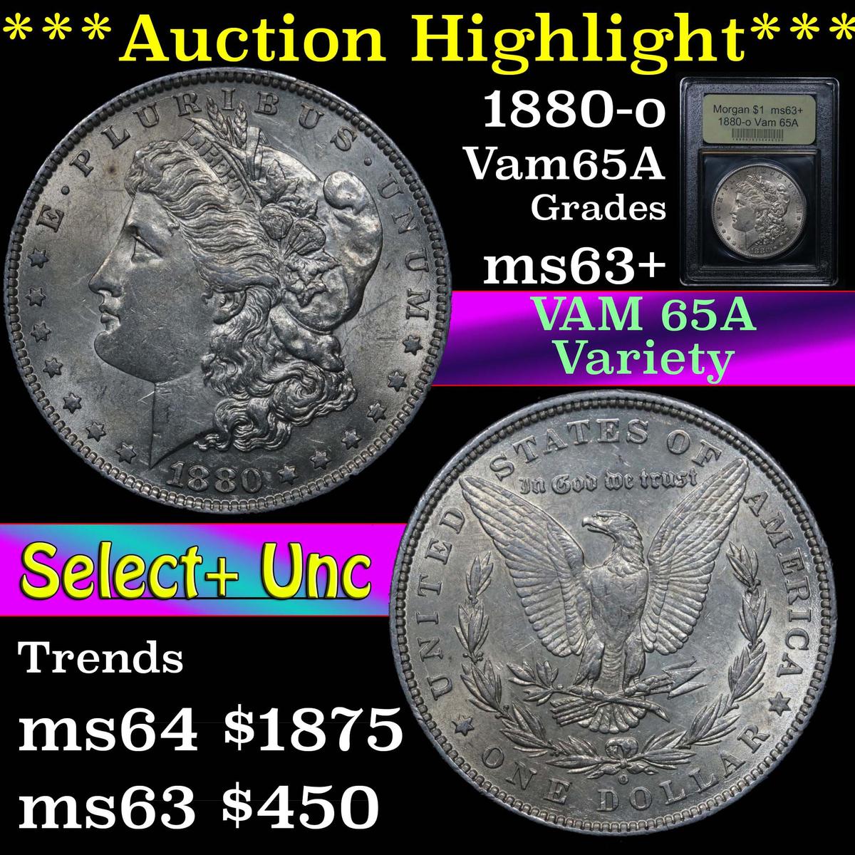 ***Auction Highlight*** 1880-o Morgan Dollar $1 Graded Select+ Unc by USCG (fc)