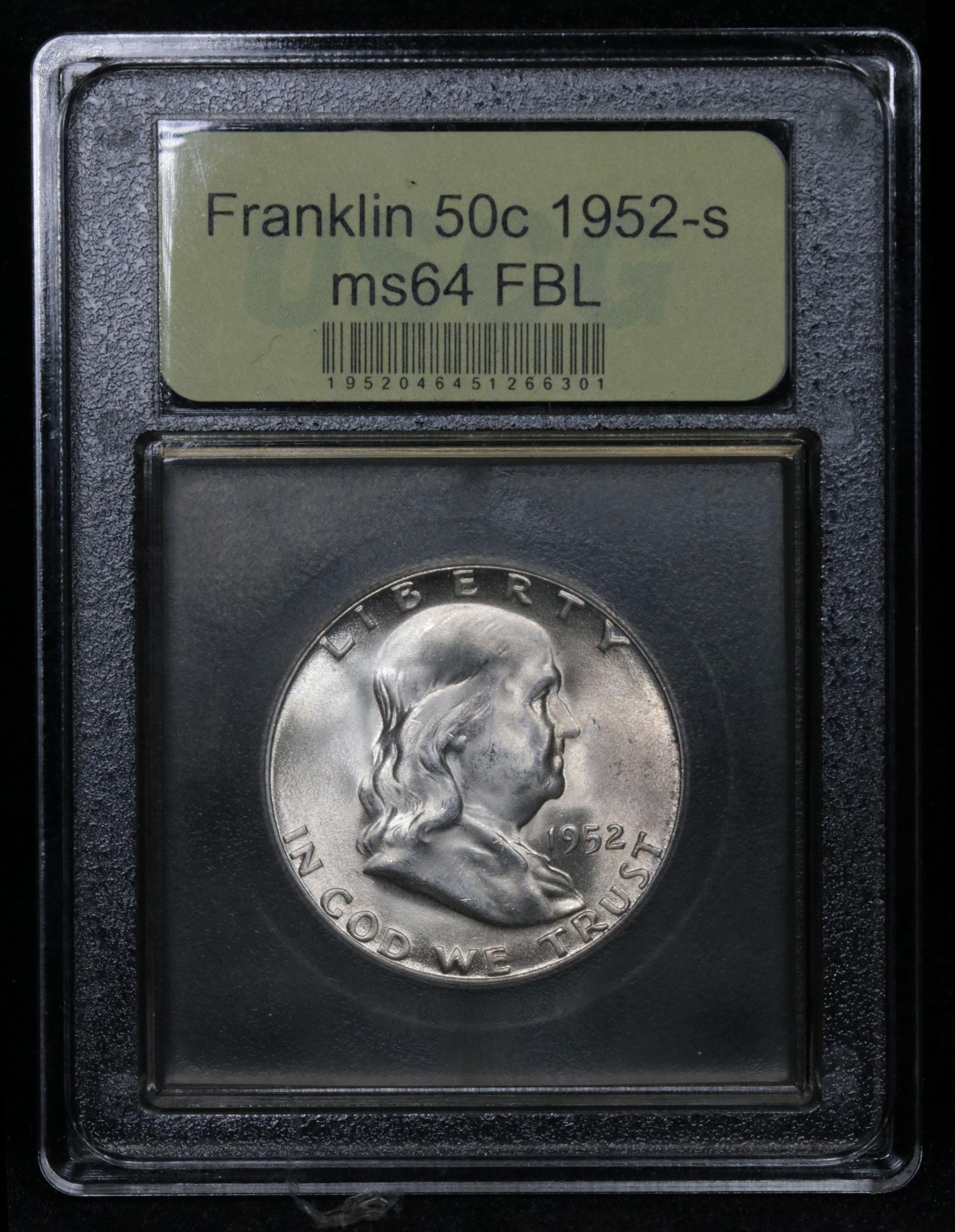 ***Auction Highlight*** 1952-s Franklin Half Dollar 50c Graded Choice Unc FBL by USCG (fc)