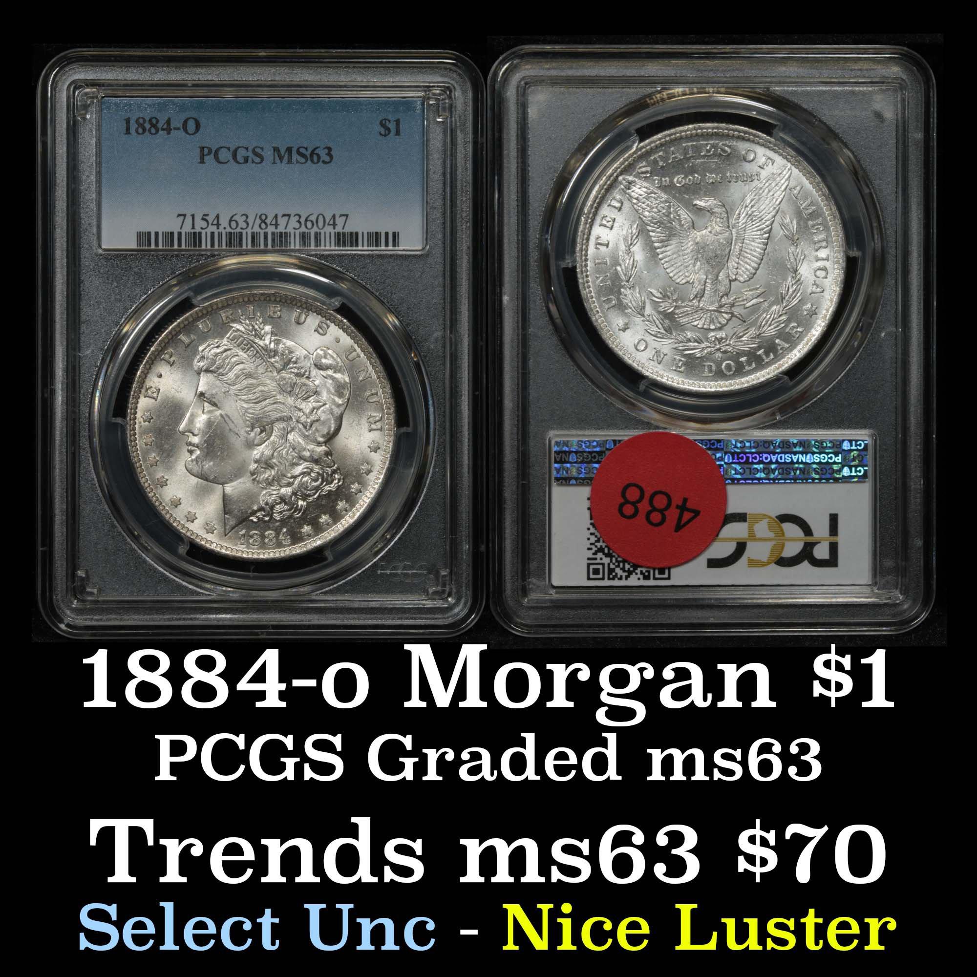 PCGS 1884-o Morgan Dollar $1 Graded ms63 By PCGS