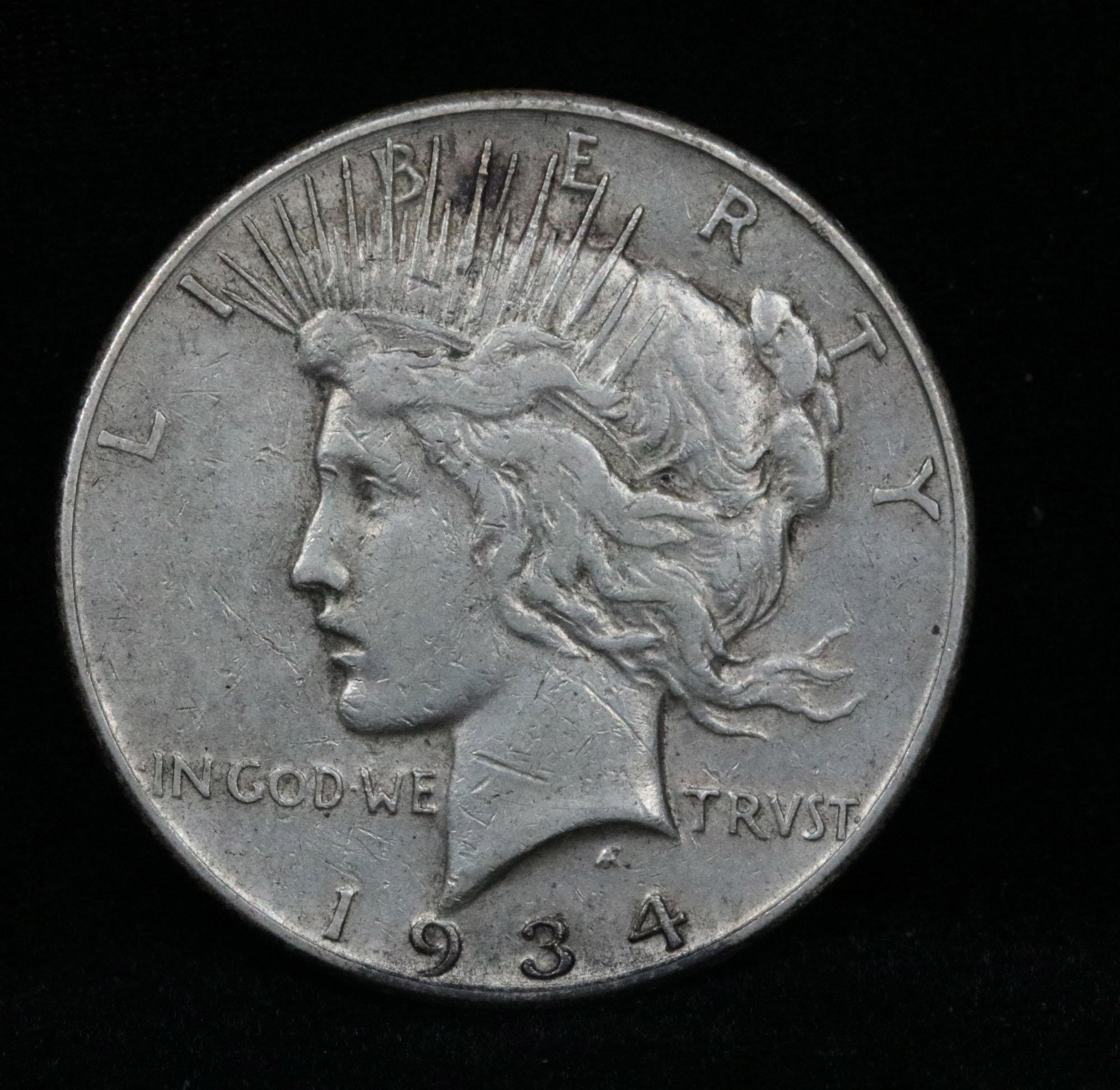 1934-s Peace Dollar $1 Grades xf