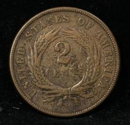 1865 2 Cent Piece 2c Grades xf