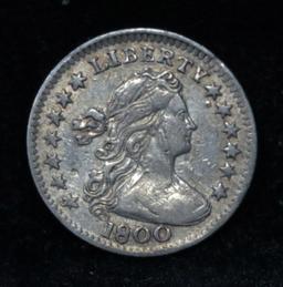 ***Auction Highlight*** 1800 Draped Bust Half Dime 1/2 10c Grades AU, Almost Unc (fc)