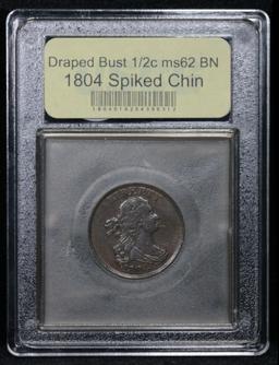 ***Auction Highlight*** 1804 Spiked Chin Draped Bust 1/2c Graded Select Unc BN USCG (fc)