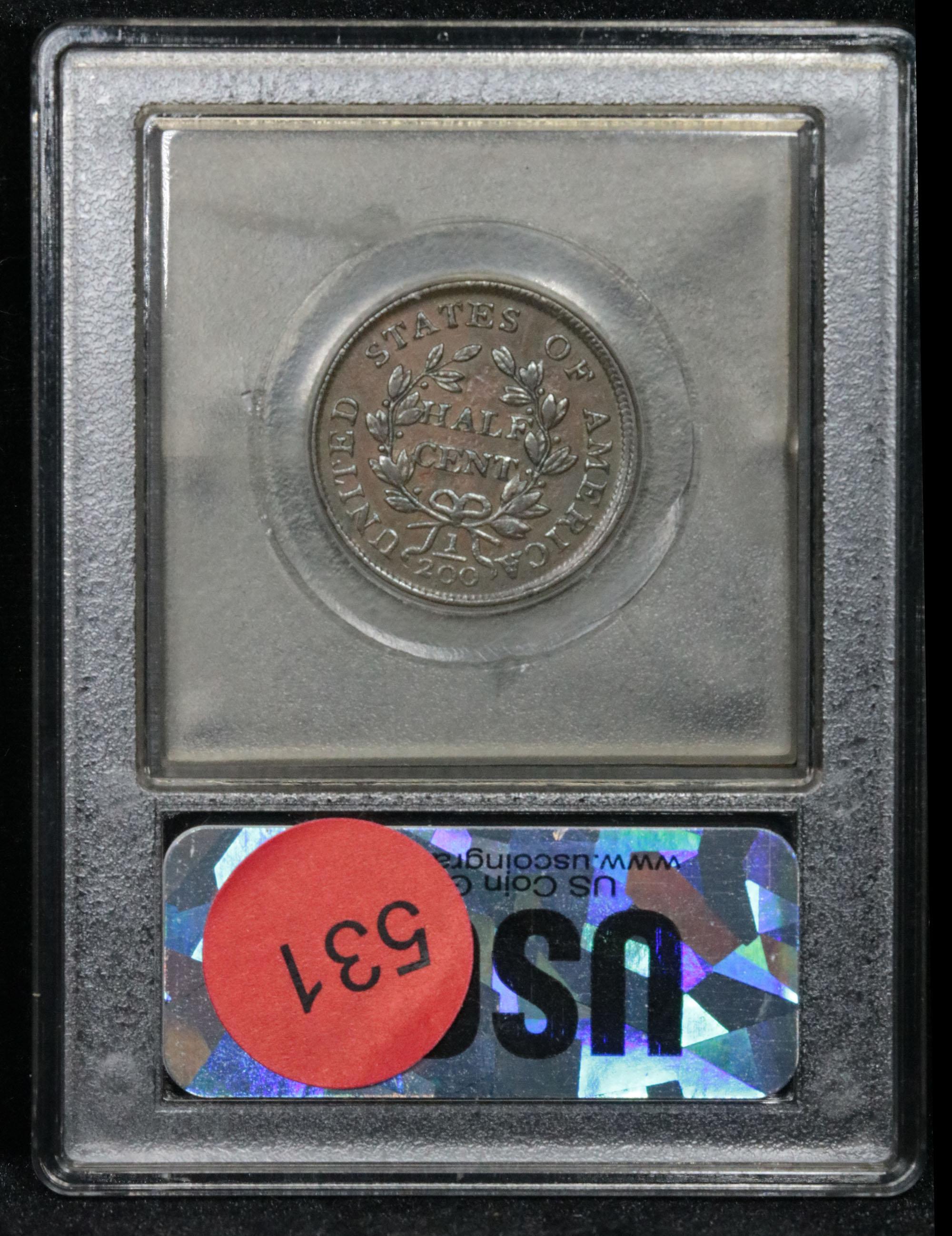 ***Auction Highlight*** 1804 Spiked Chin Draped Bust 1/2c Graded Select Unc BN USCG (fc)