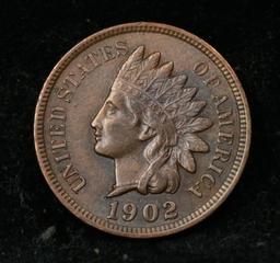 1902 Indian Cent 1c Grades Choice AU