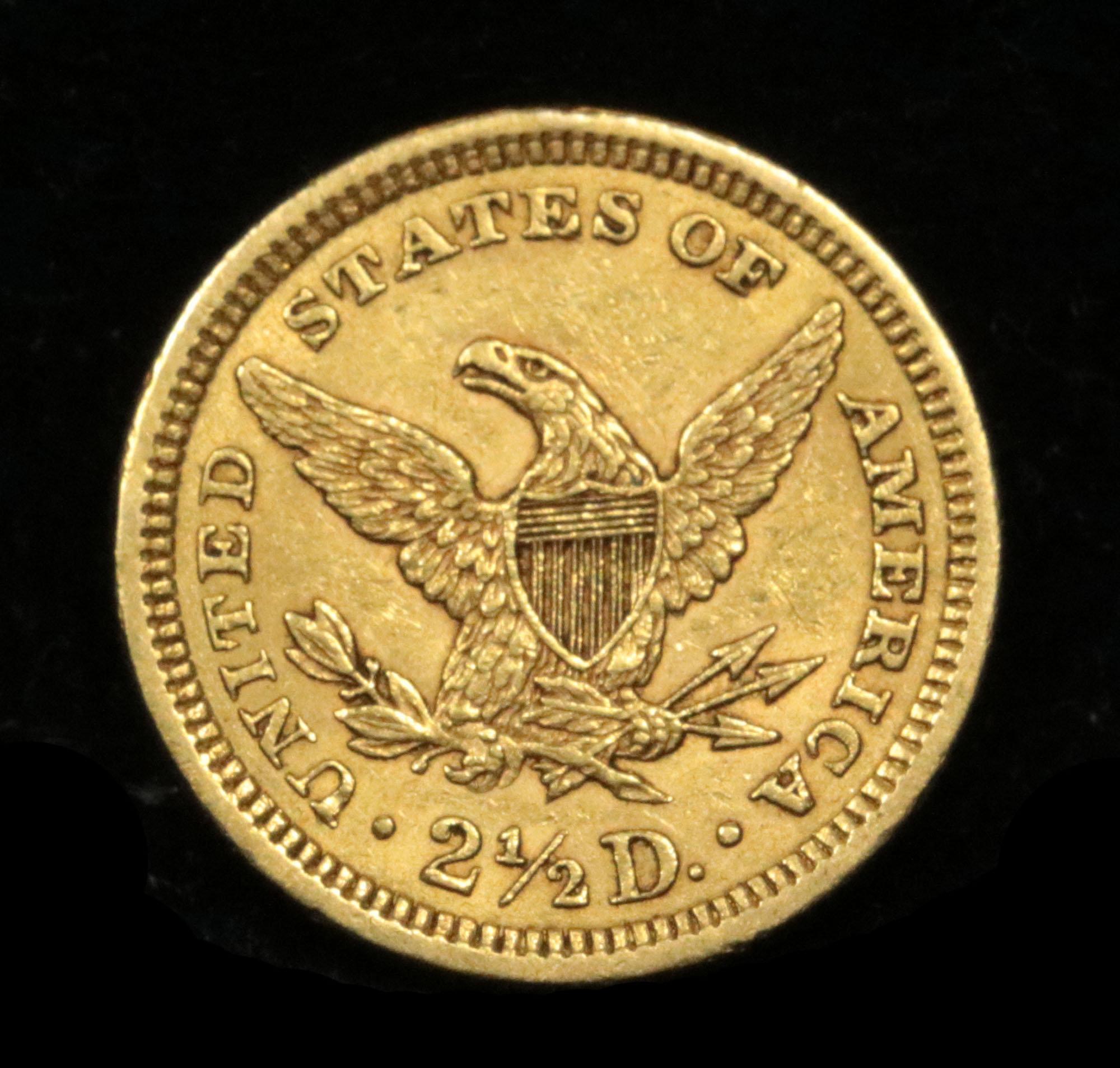 ***Auction Highlight*** 1861 Type 2 Gold Liberty Quarter Eagle $2 1/2 Graded Select Unc by USCG (fc)