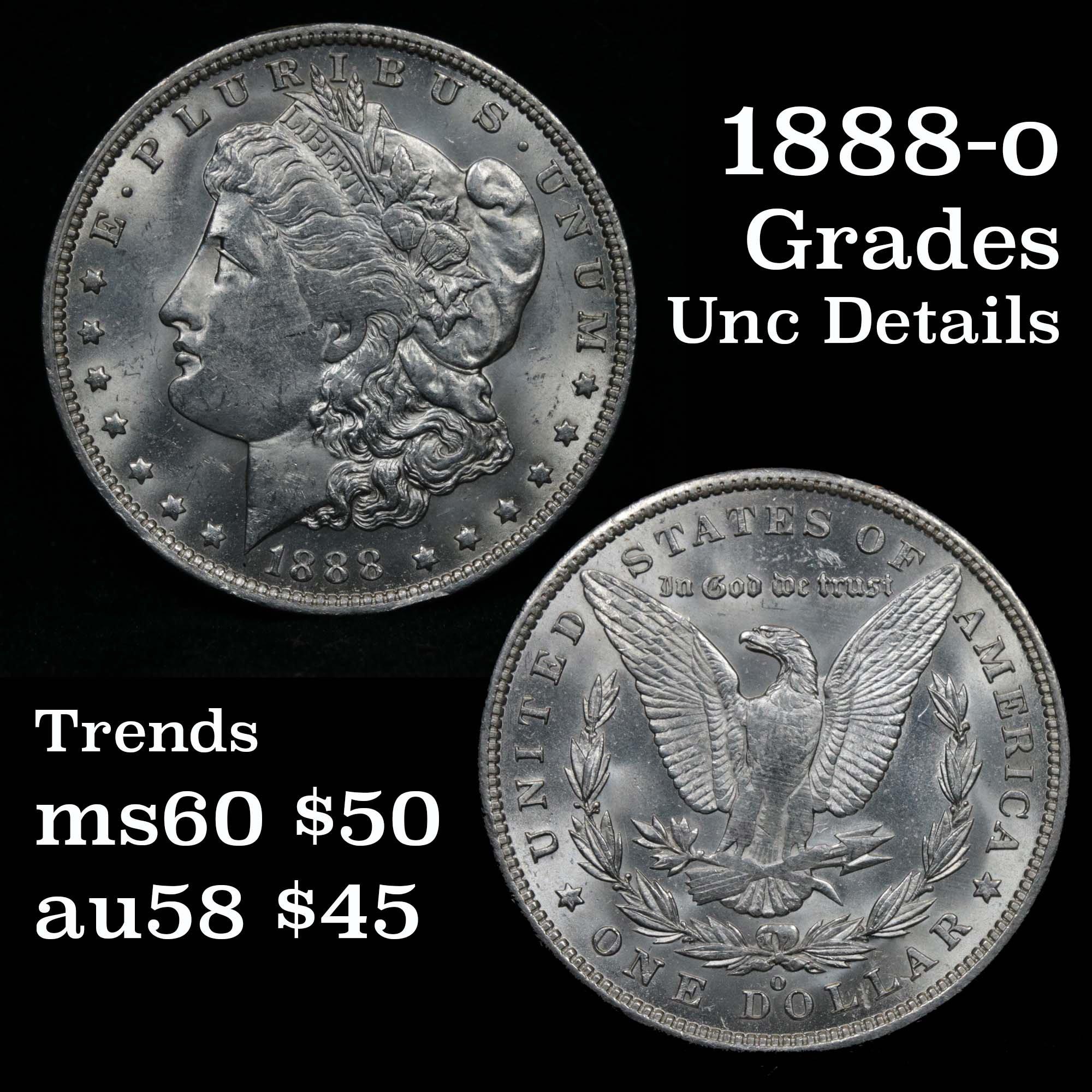 1888-o Morgan Dollar $1 Grades Unc Details