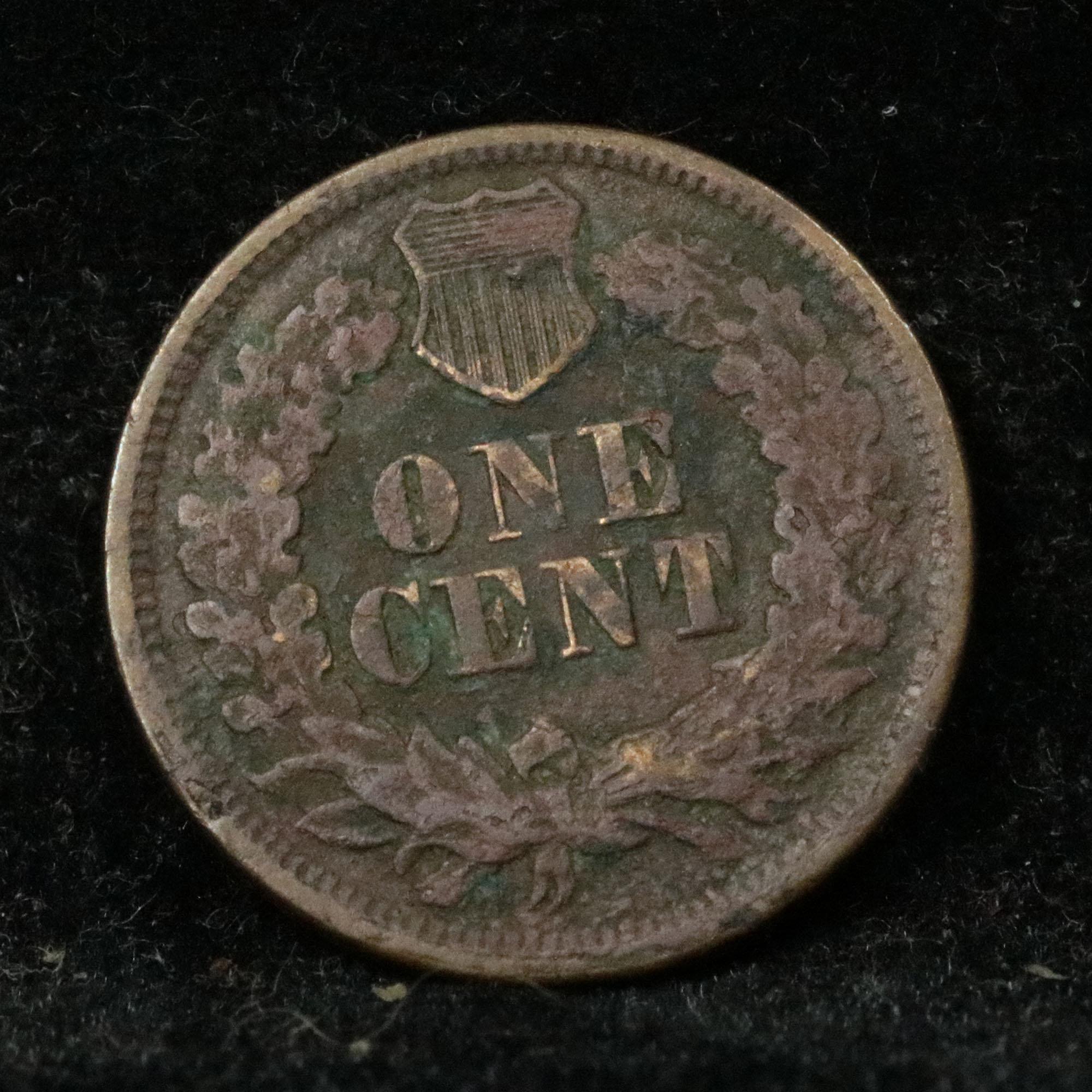 1865 Indian Cent 1c Grades xf details