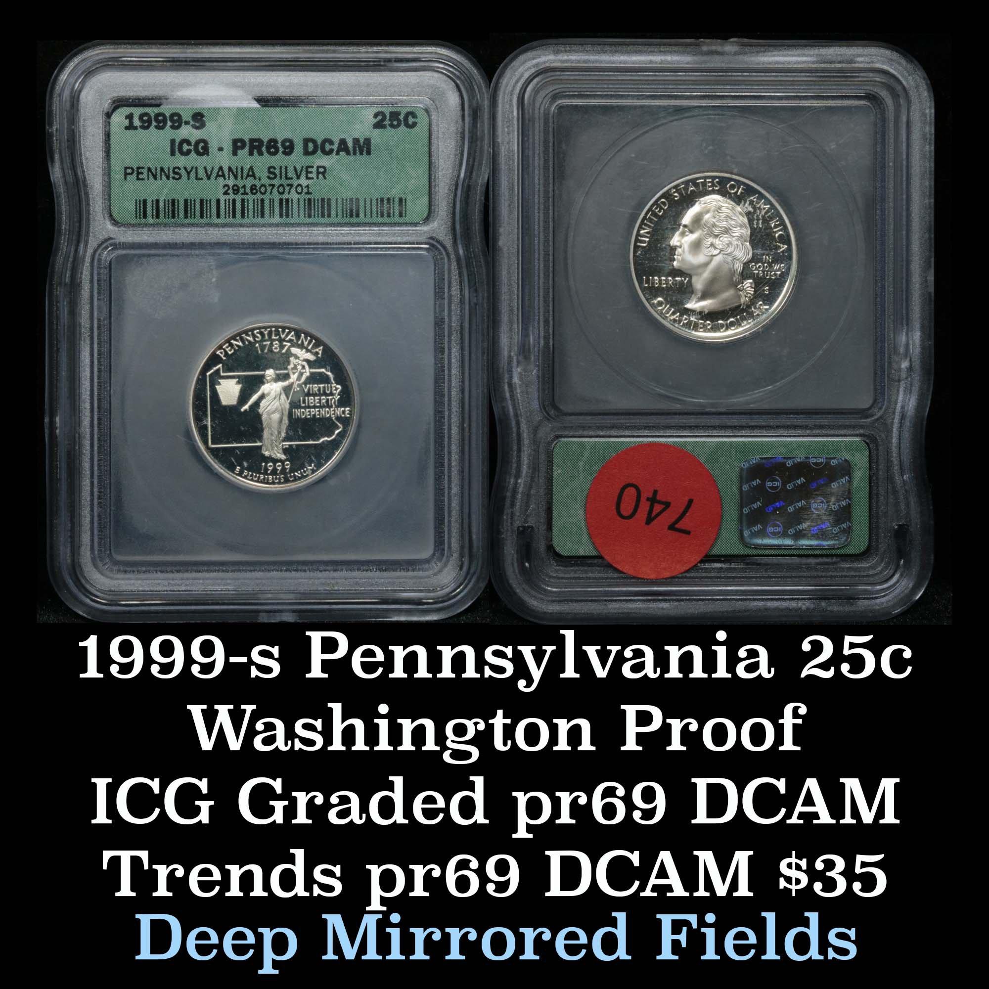 1999-s Philadelphia Silver State Quarter 25c Graded pr69 DCAM By ICG