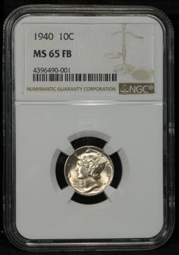 NGC 1940-p Mercury Dime 10c Graded ms65 FB By NGC