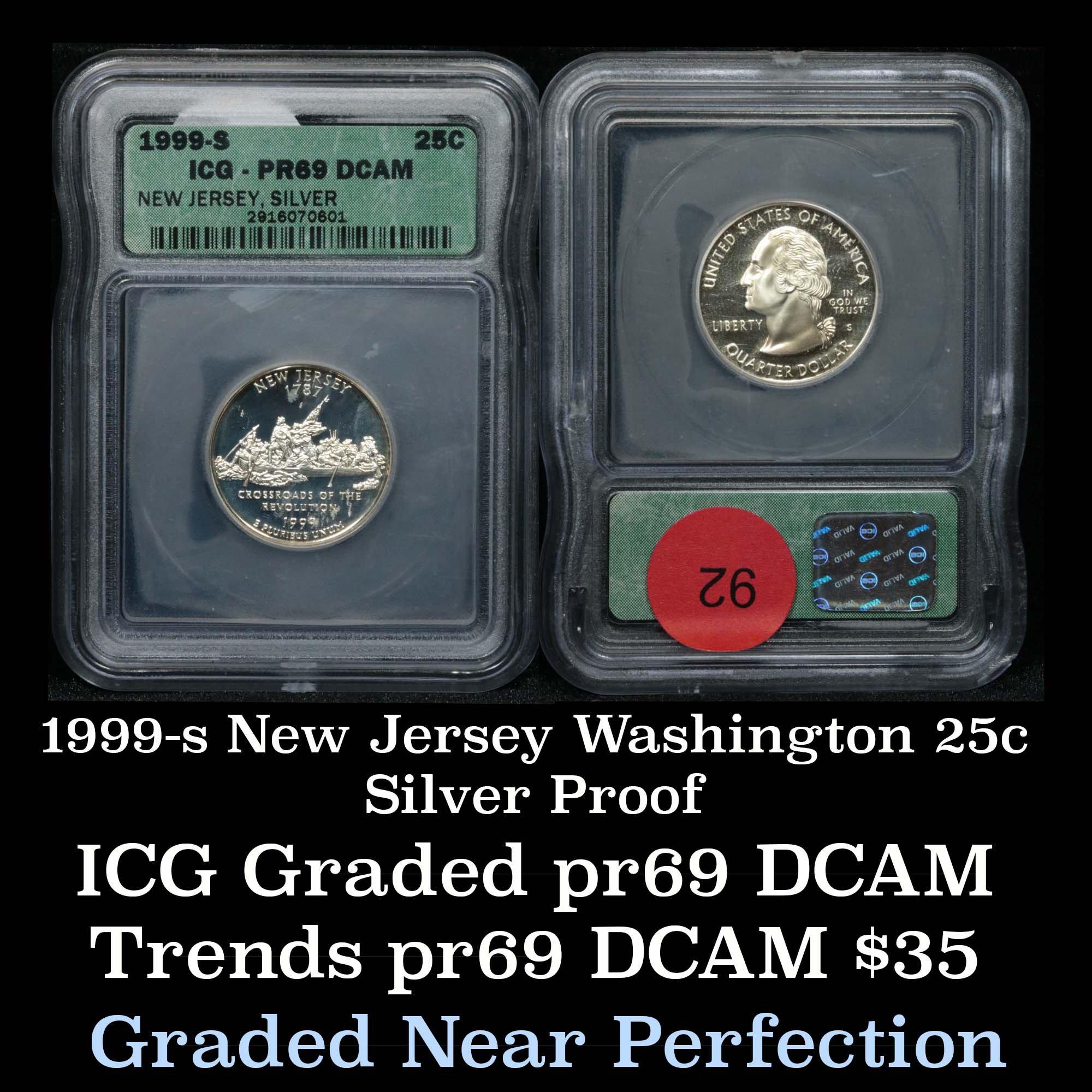 1999-s New Jersey Silver State Quarter 25c Graded pr69 DCAM By ICG