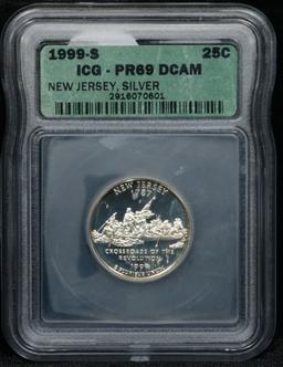 1999-s New Jersey Silver State Quarter 25c Graded pr69 DCAM By ICG