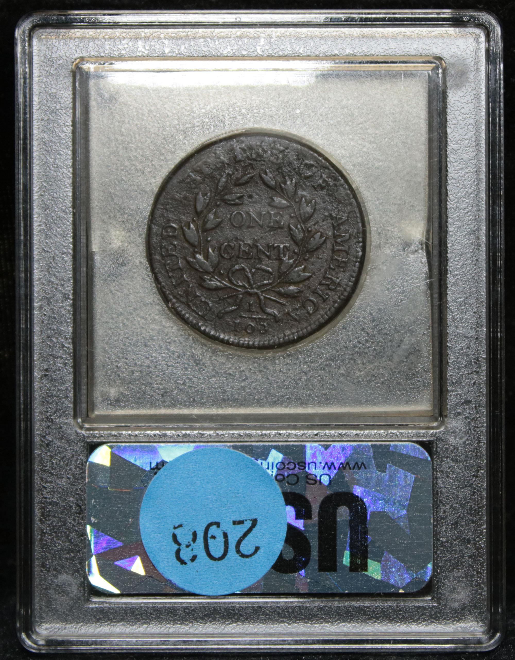 ***Auction Highlight*** 1807 Sm fraction Draped Bust Large Cent 1c Graded xf by USCG (fc)